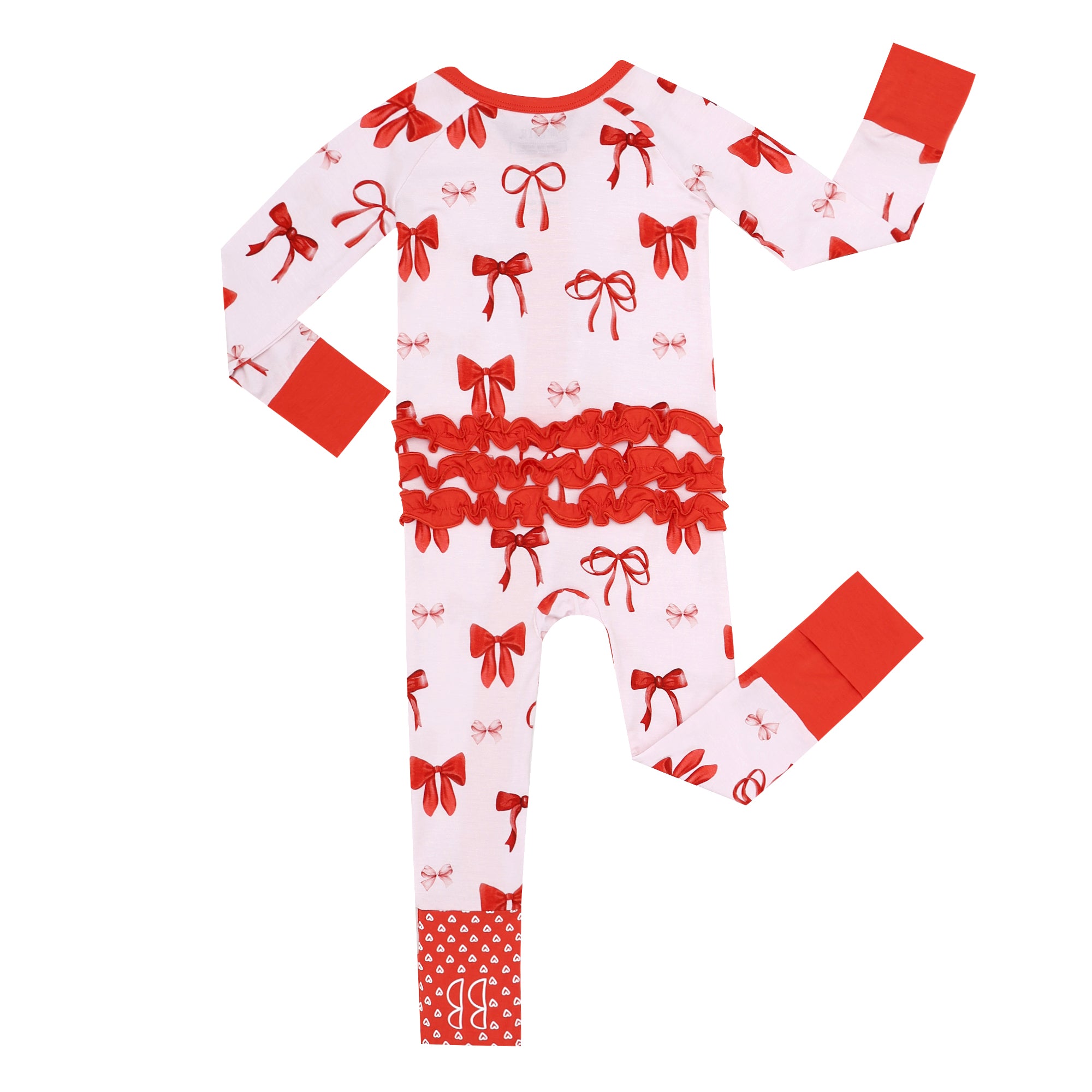 Crimson Bows Ruffled Convertible Footie