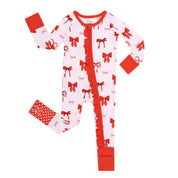 Crimson Bows Ruffled Convertible Footie