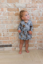 Touchdown Long Sleeve Bodysuit Twirl Dress