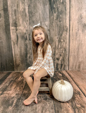 Autumn Gingham Long Sleeve Twirl Bodysuit Dress