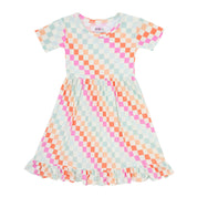 Dreamsicle Checkered Ruffle Dress