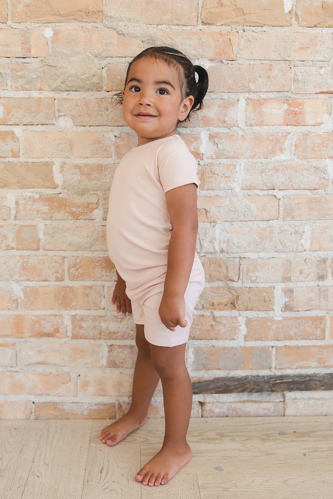 Ballet Pink Ribbed Short Set