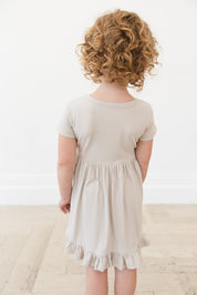 Oatmilk Ribbed Ruffled Dress