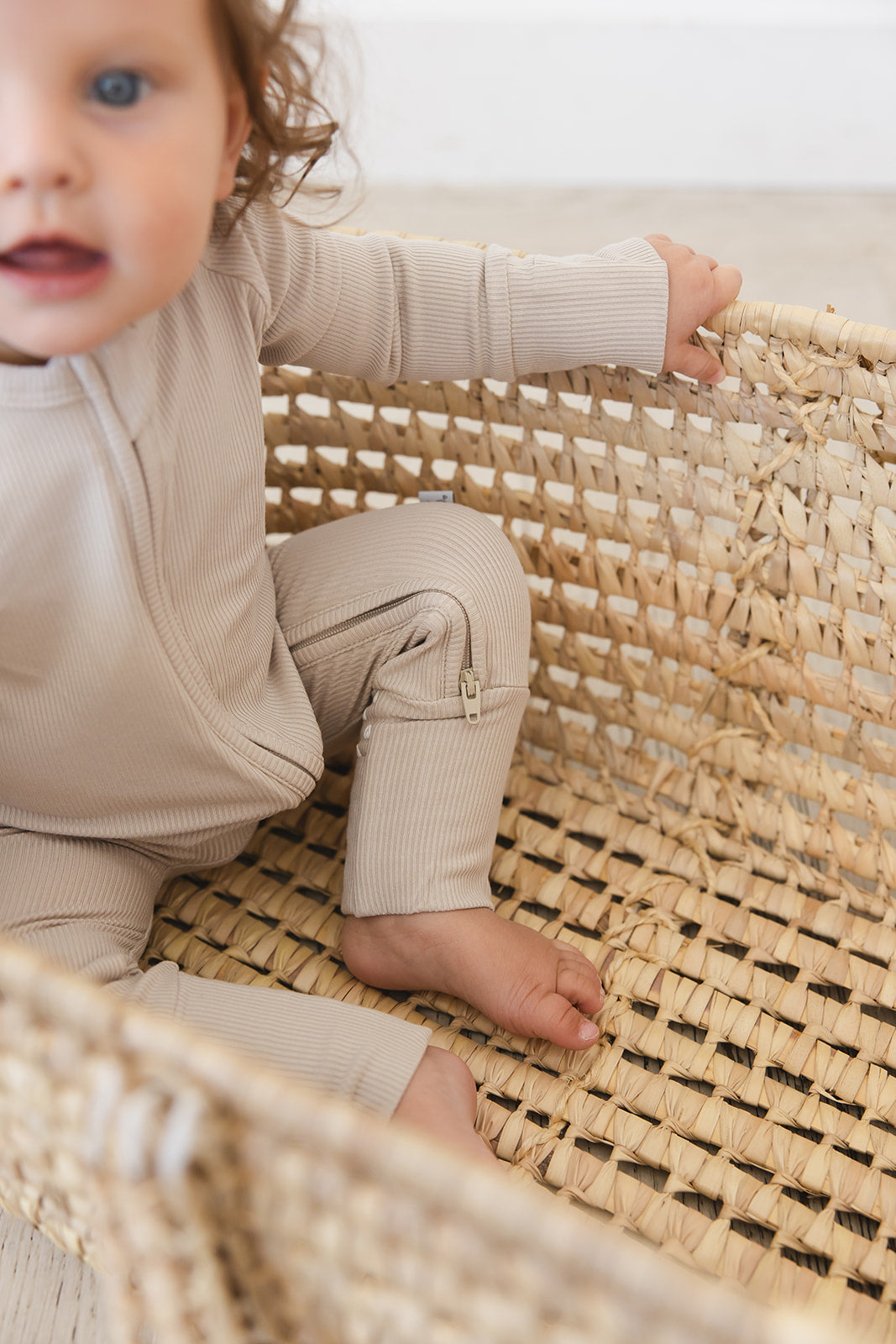 Oatmilk Ribbed Convertible Footie