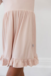 Ballet Pink Ribbed Ruffled Dress