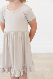 Oatmilk Ribbed Ruffled Dress