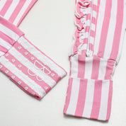 Bubblegum Pink Stripe Ruffled Convertible Footie