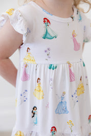 Royal Bloom Ruffled Bodysuit Dress