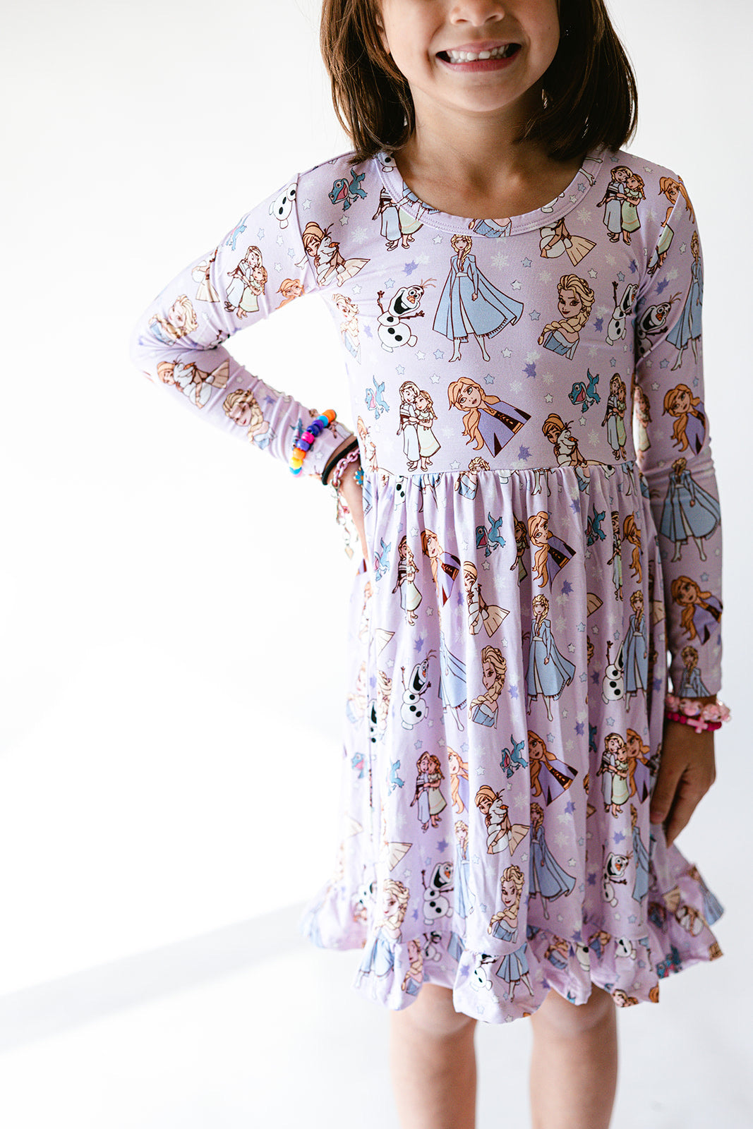Snow Sisters Long Sleeve Ruffled Dress