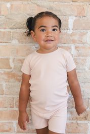 Ballet Pink Ribbed Short Set